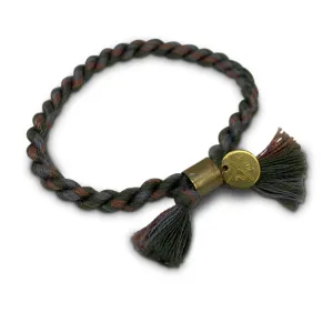 Hand Spun Cotton Bracelet - Forest Green, Cloud and Sepia