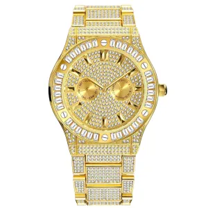 Hip Hop Style Diamond High-End Large Dial Waterproof Men's Quartz Watch