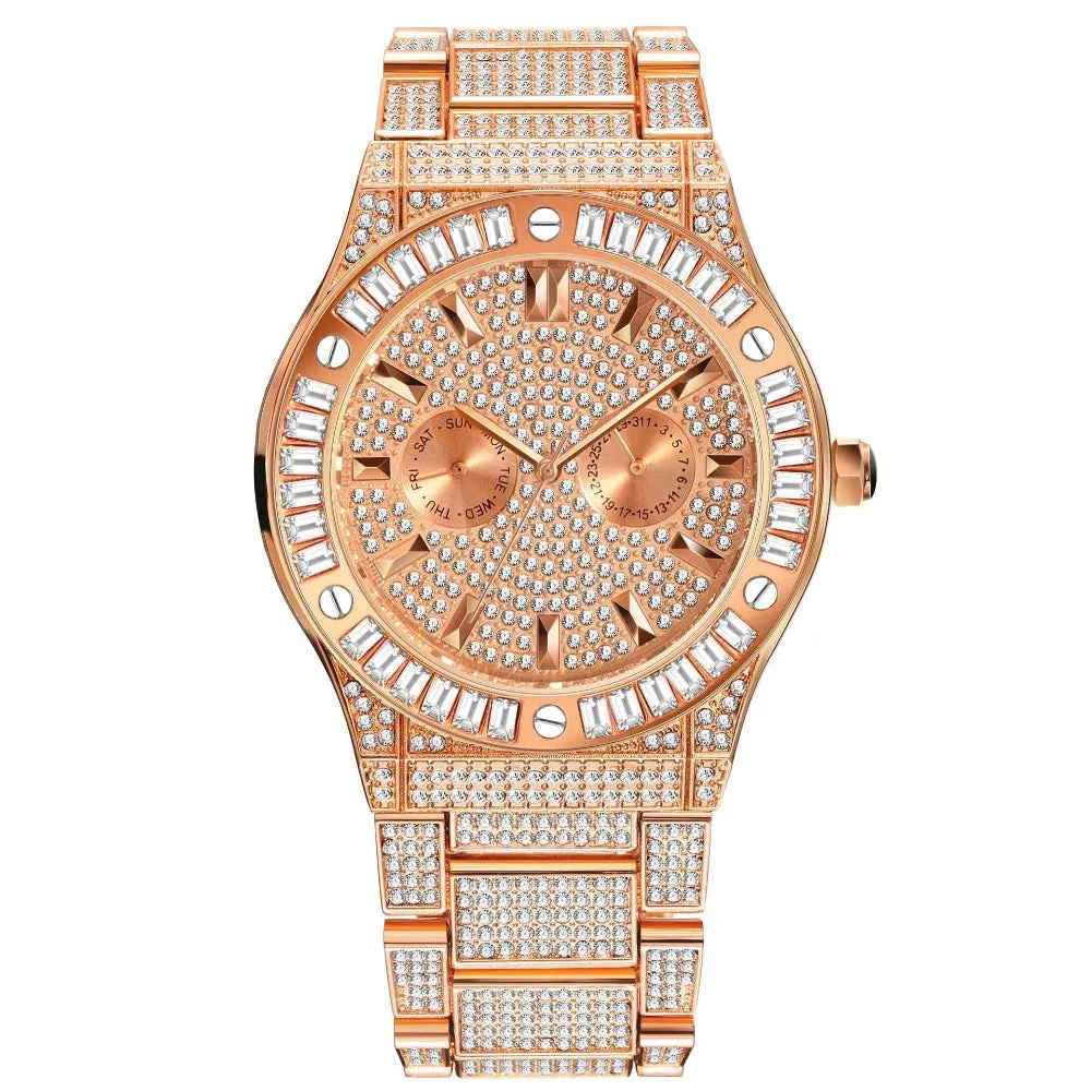 Hip Hop Style Diamond High-End Large Dial Waterproof Men's Quartz Watch