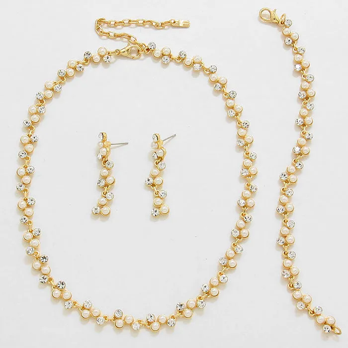 iLLASPARKZ 3-PCS Rhinestone Pearl Necklace
