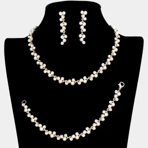 iLLASPARKZ 3-PCS Rhinestone Pearl Necklace