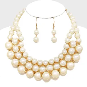 iLLASPARKZ 3-Row Chunky Pearl Necklace