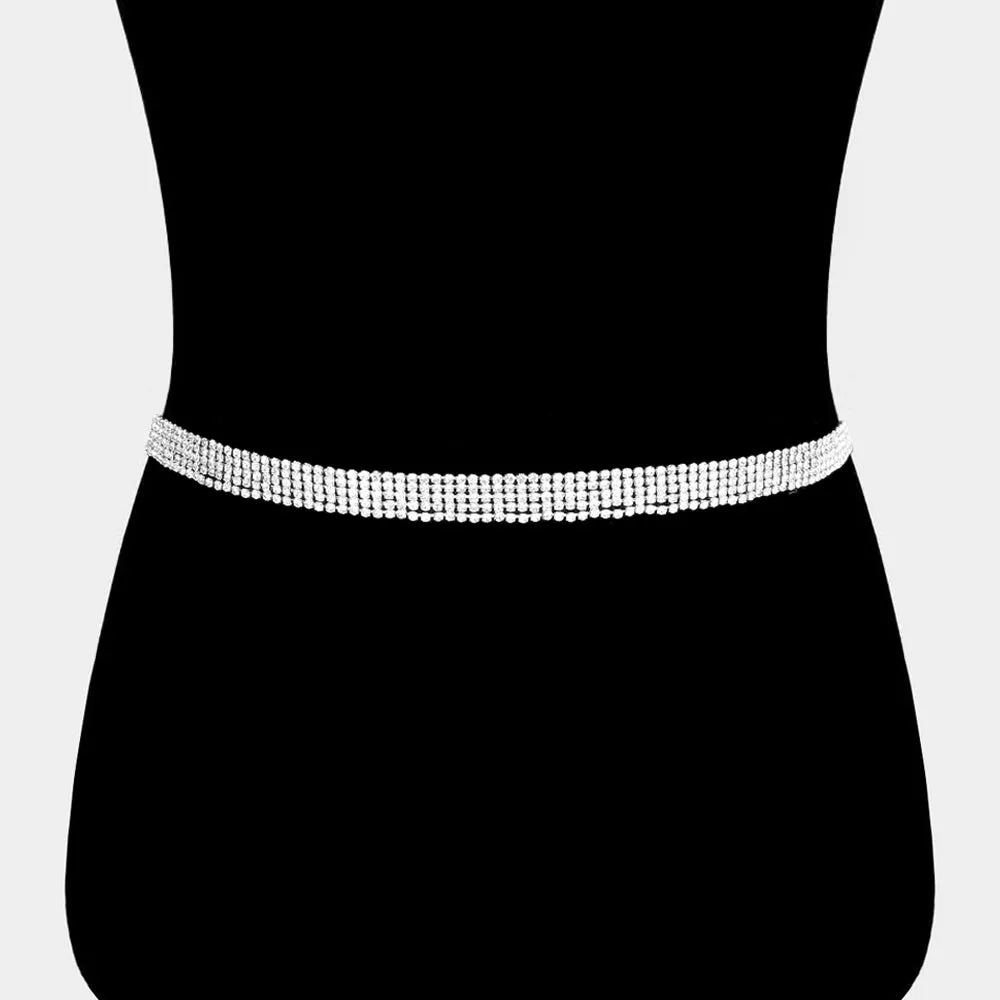 iLLASPARKZ 5Rows Rhinestone Sash Ribbon Bridal Wedding Belt / Headband