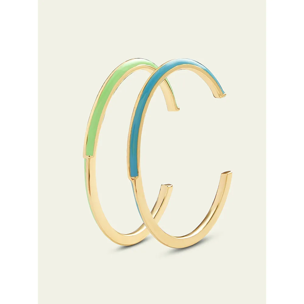 Isharya Green & Blue Stackable Cuffs in 18Kt Gold Plated Bracelet (Pack of 2)