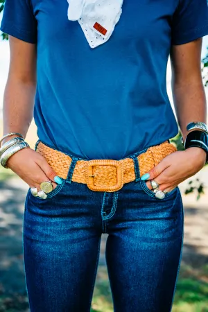 Leather Plaited Belt - Natural