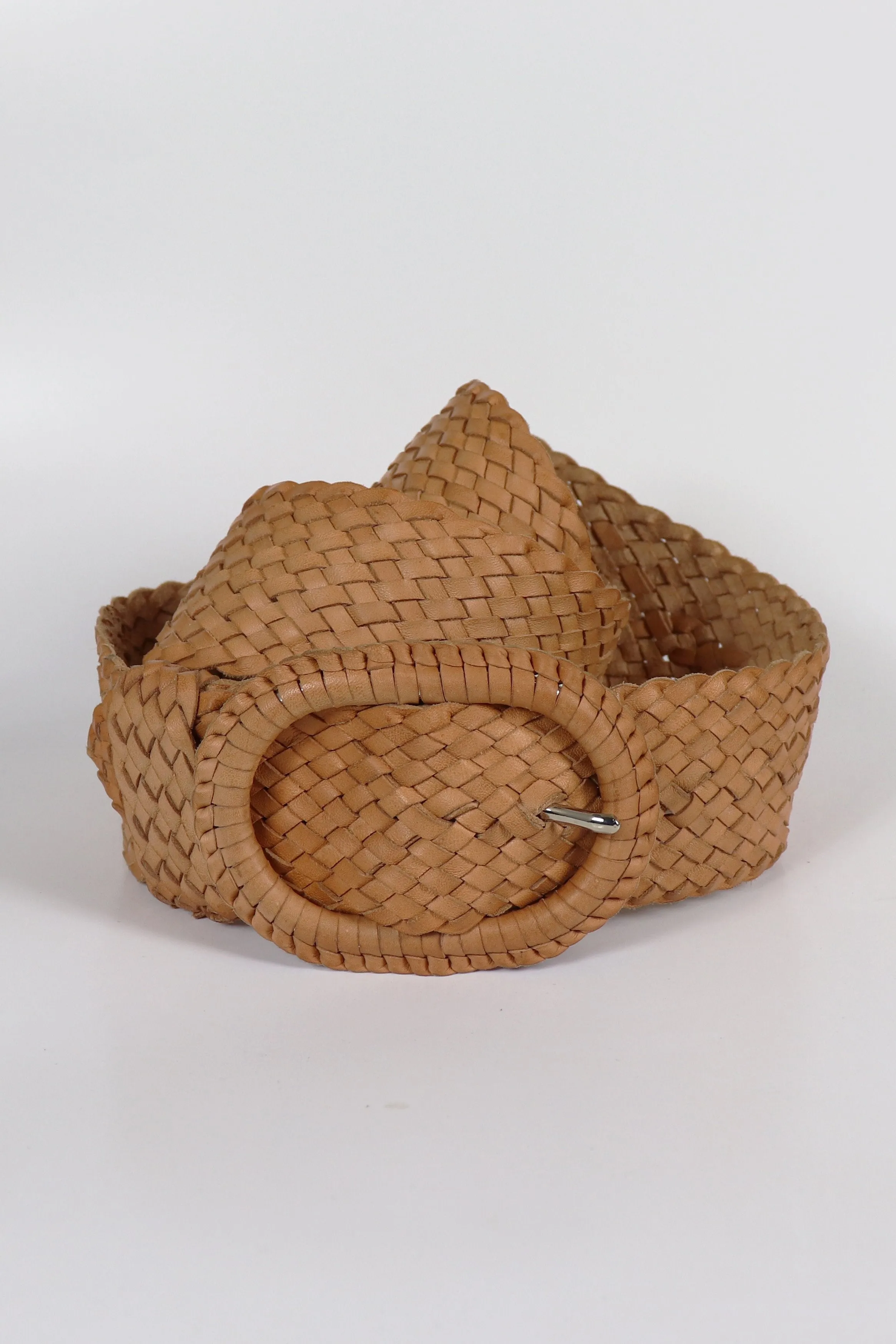 Leather Plaited Belt - Natural