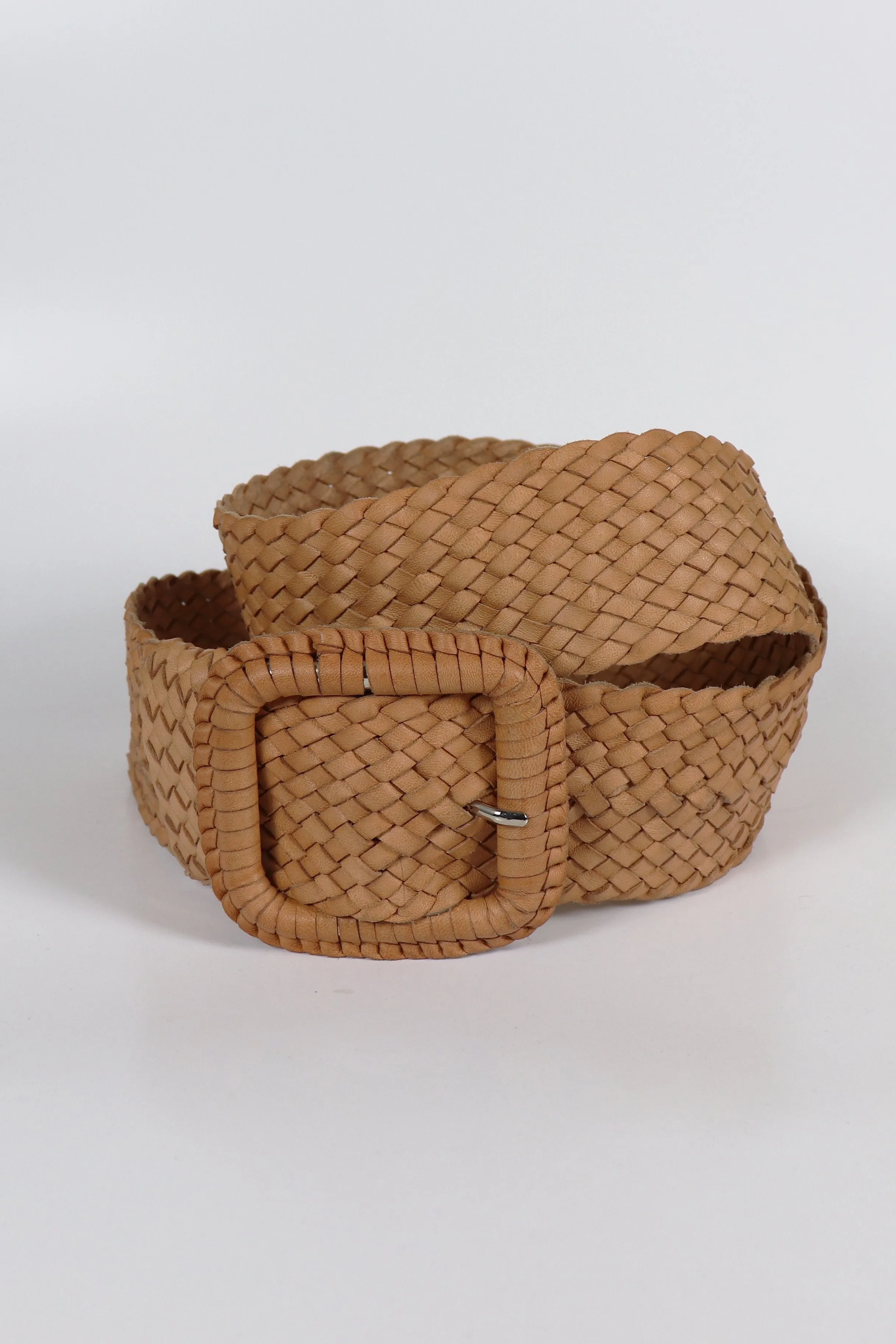 Leather Plaited Belt - Natural