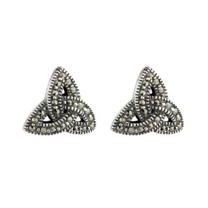 Marcasite Stud Trinity Earrings