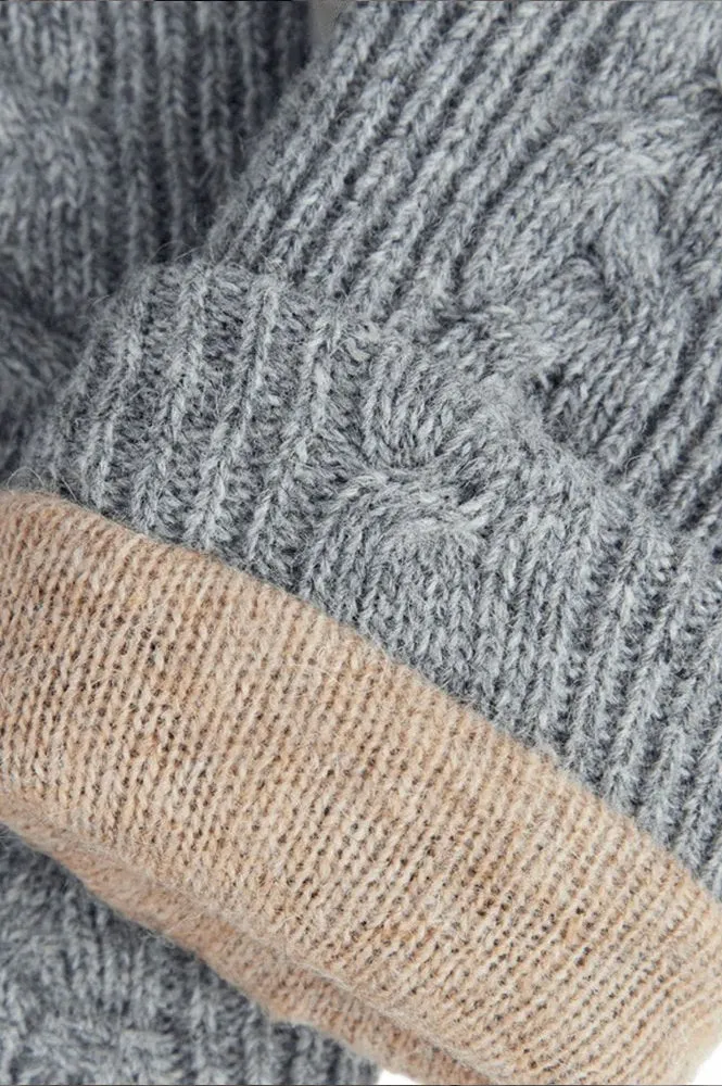 Markberg Helly Black & Grey Cable Knit Gloves