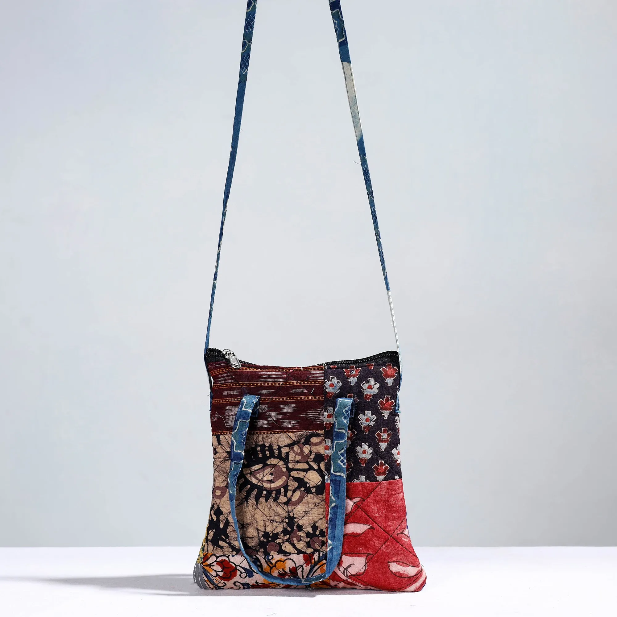 Multicolor - Handmade Quilted Cotton Patchwork Sling Bag 10