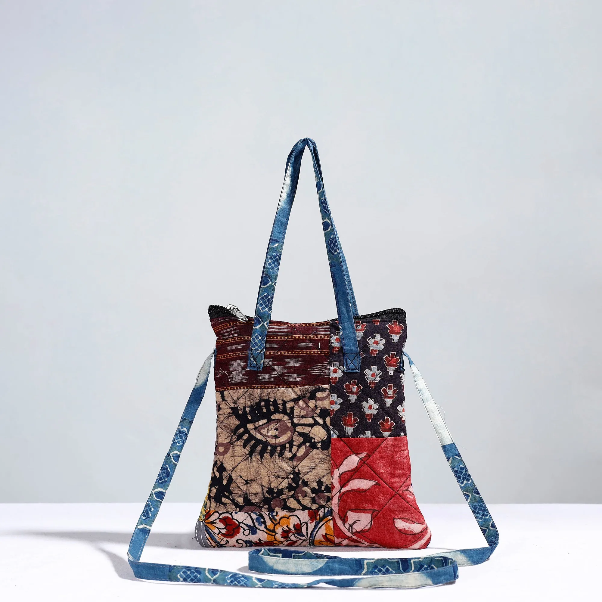 Multicolor - Handmade Quilted Cotton Patchwork Sling Bag 10