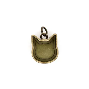Ox Brass Cat Head Deep Closed Bezel Charm