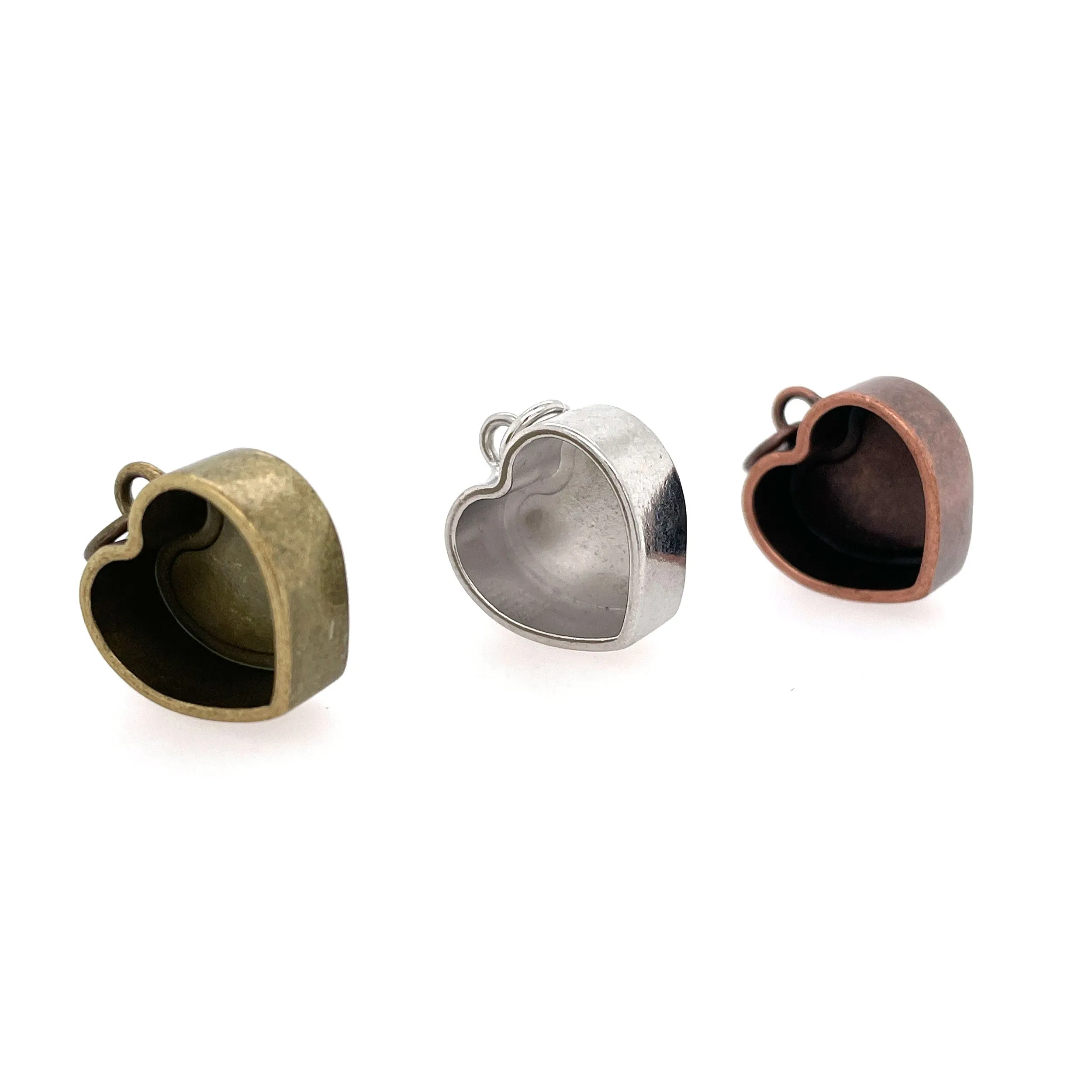 Ox Brass Heart Deep Closed Bezel Charm