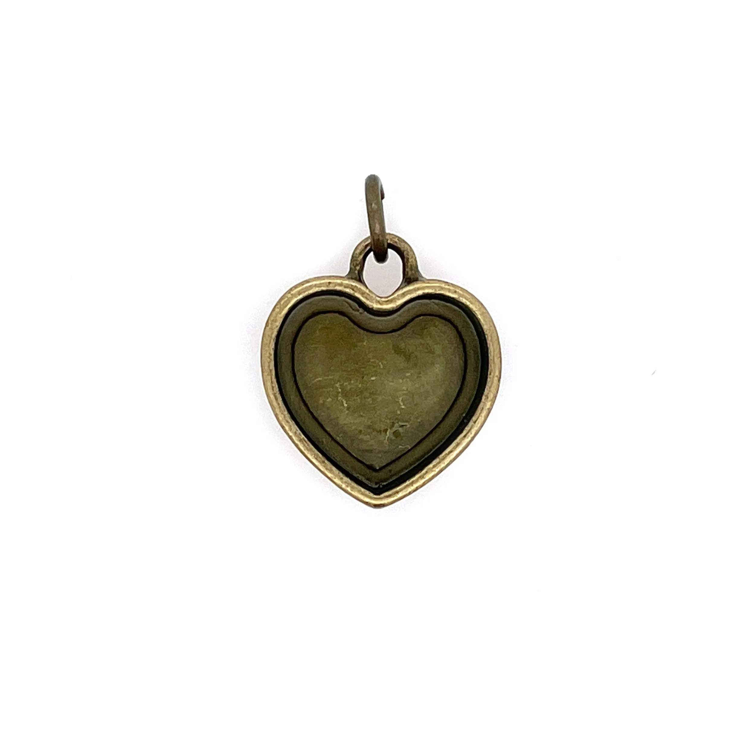 Ox Brass Heart Deep Closed Bezel Charm
