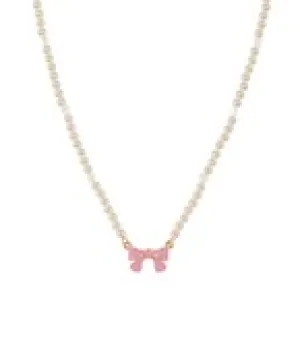 Pearl Bead & Bow Necklace