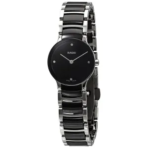 Rado Centrix Black Dial Steel and Ceramic Ladies Watch R30191712