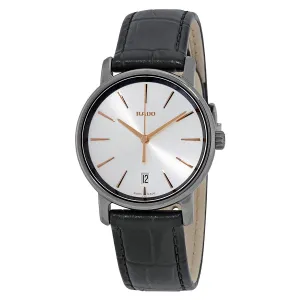 Rado DiaMaster Quartz Silver Dial Black Leather Ladies Watch R14064105
