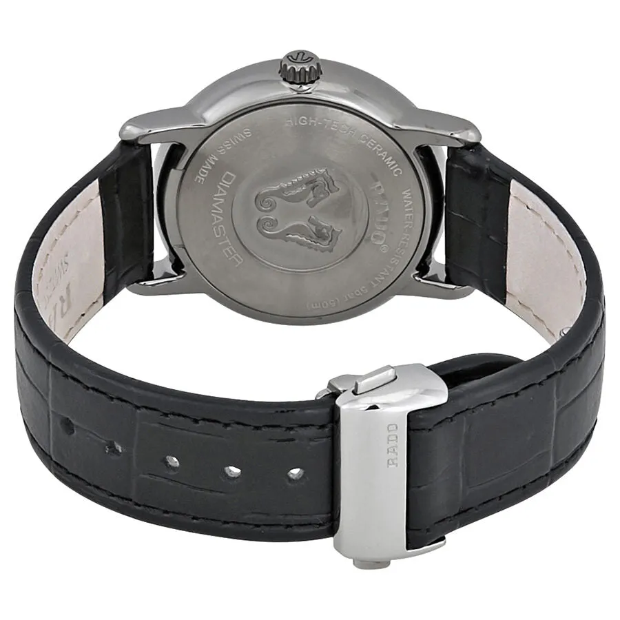 Rado DiaMaster Quartz Silver Dial Black Leather Ladies Watch R14064105