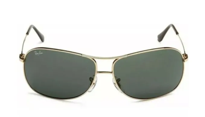 Ray-Ban Mens Gold/Green Pilot Aviator Sunglasses (RB3267 001/71 64MM)
