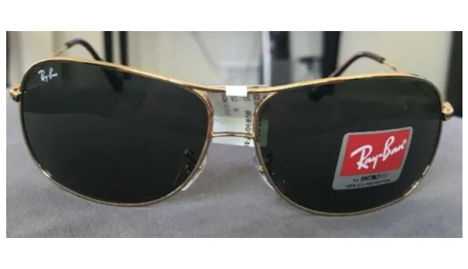 Ray-Ban Mens Gold/Green Pilot Aviator Sunglasses (RB3267 001/71 64MM)