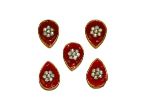 Red Designer Drop Kundan Beads