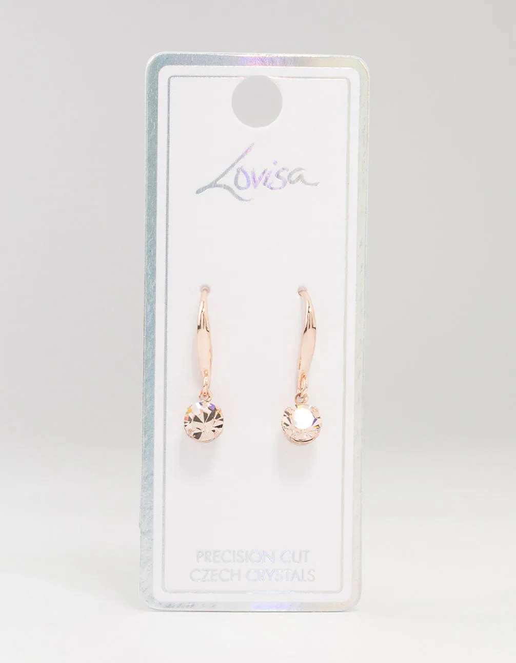 Rose Gold Basic Bohemia Czech Crystals Drop Earrings