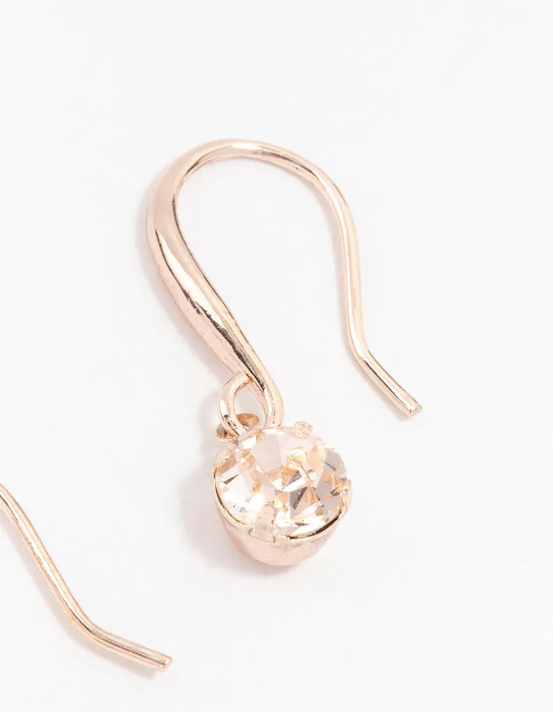 Rose Gold Basic Bohemia Czech Crystals Drop Earrings