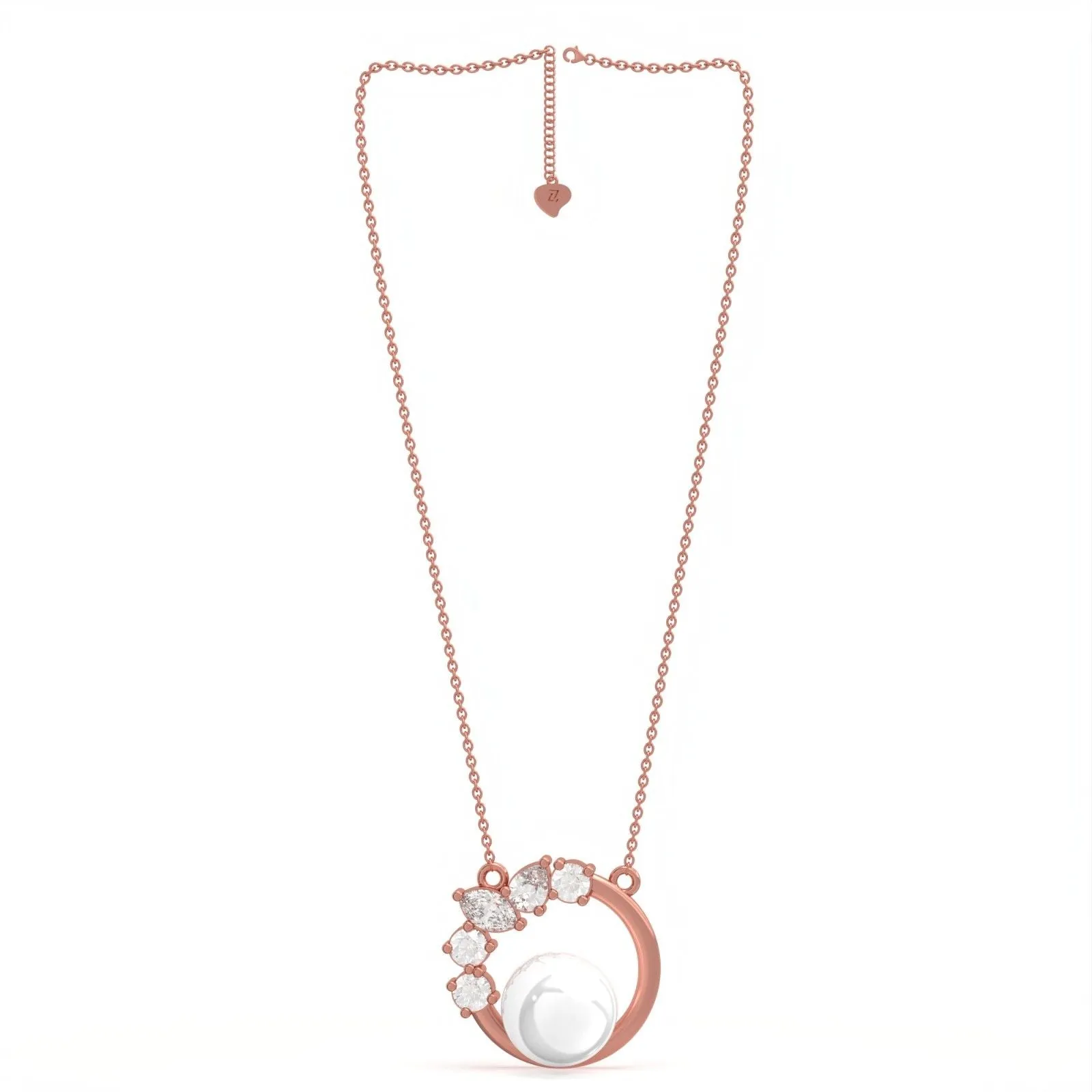 Rose Gold Pearl Circle Shape Necklace