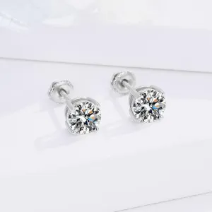 S925 Tremella Studs Advanced Ear Accessories Classic Four Claw Mosan