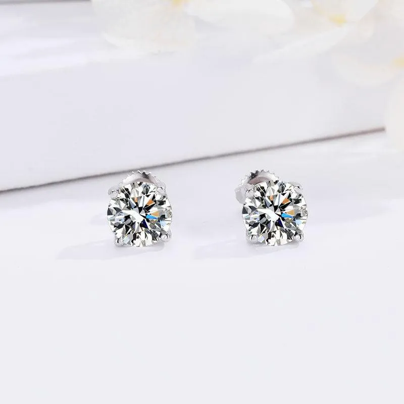 S925 Tremella Studs Advanced Ear Accessories Classic Four Claw Mosan