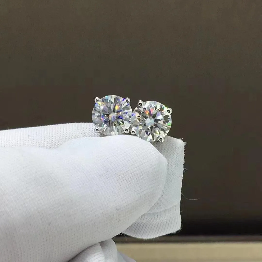 S925 Tremella Studs Advanced Ear Accessories Classic Four Claw Mosan