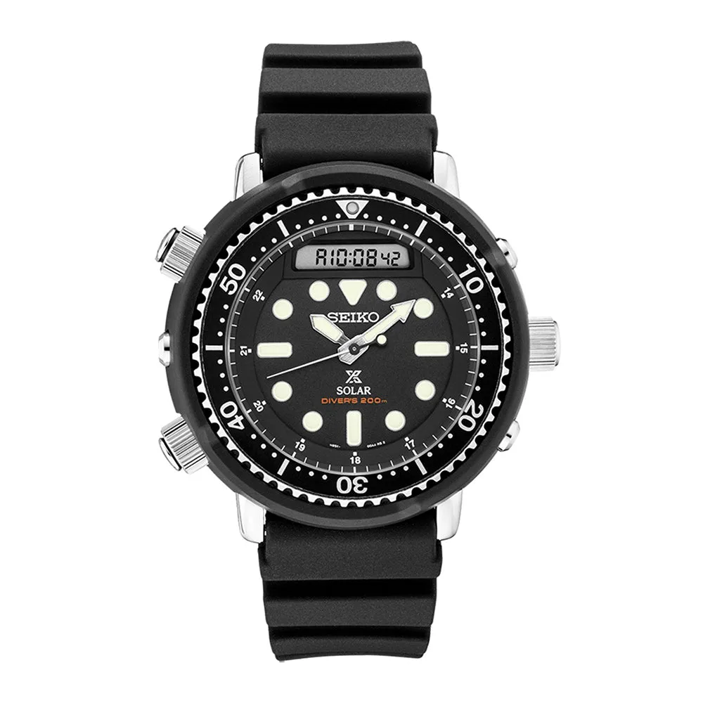 Seiko Prospex Mens Black Silicone Band Black Ana-Digi Dial Watch - SNJ025