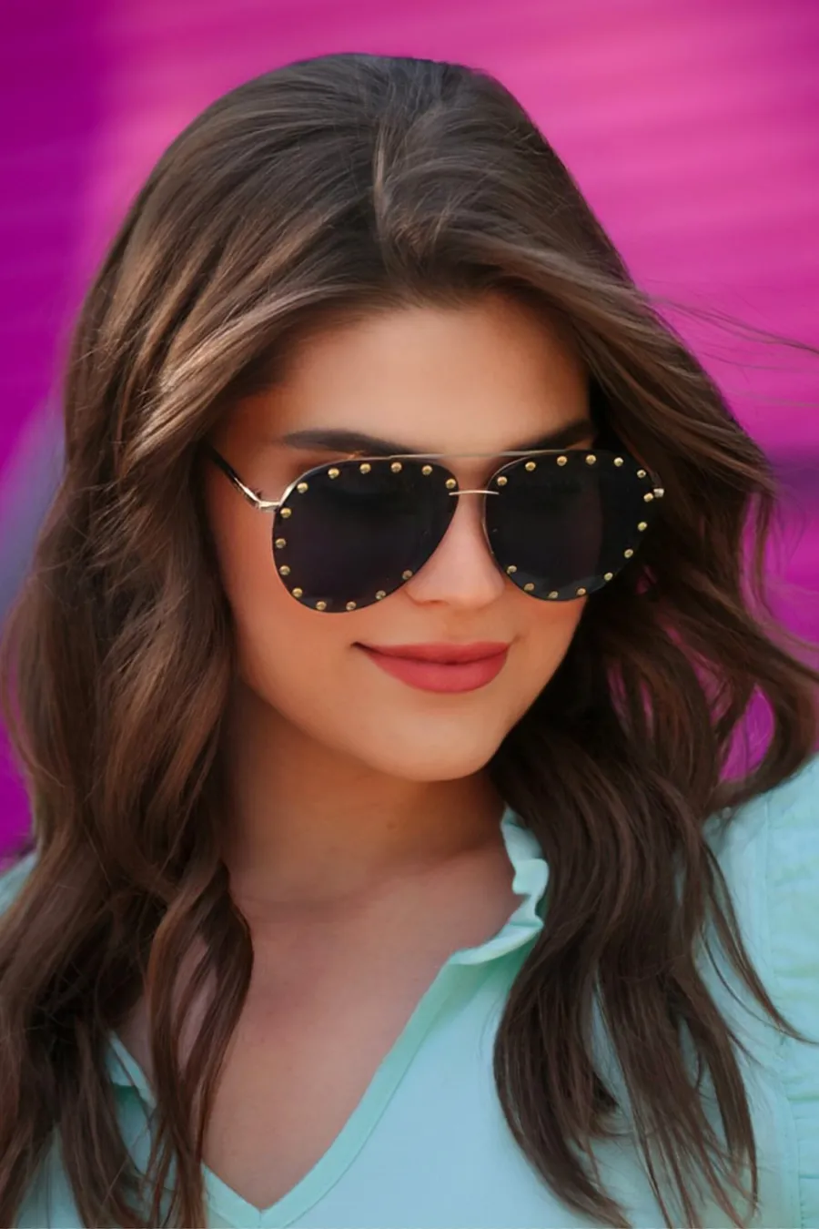 Showstopper Studded Aviator Sunglasses