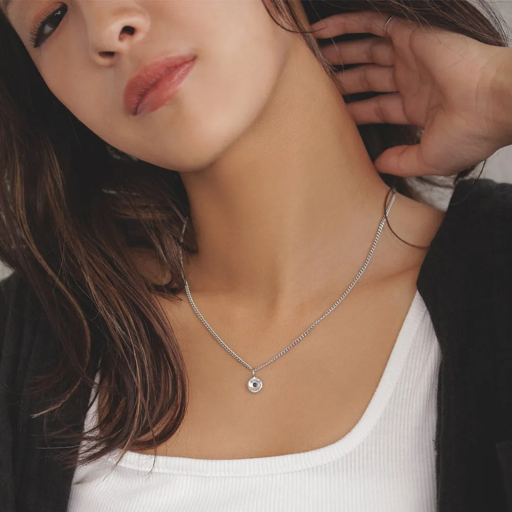 Silver Tone Disc Necklace Charm