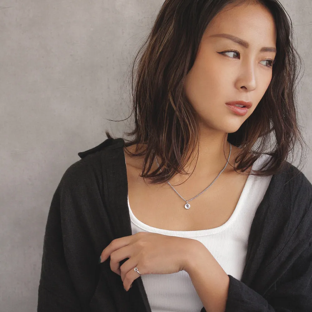 Silver Tone Disc Necklace Charm