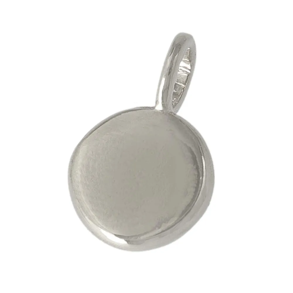 Silver Tone Disc Necklace Charm