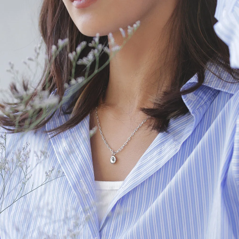 Silver Tone Disc Necklace Charm