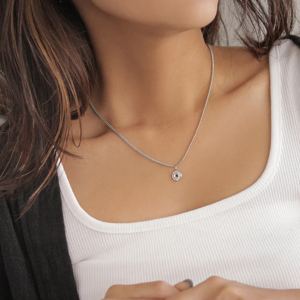 Silver Tone Disc Necklace Charm
