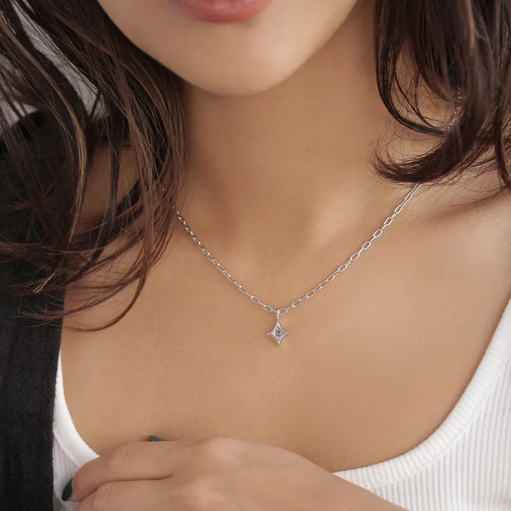Silver Tone Star Necklace Charm