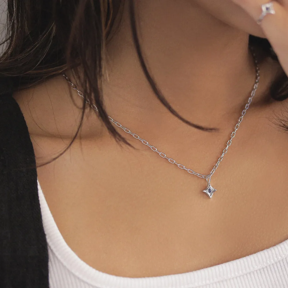 Silver Tone Star Necklace Charm