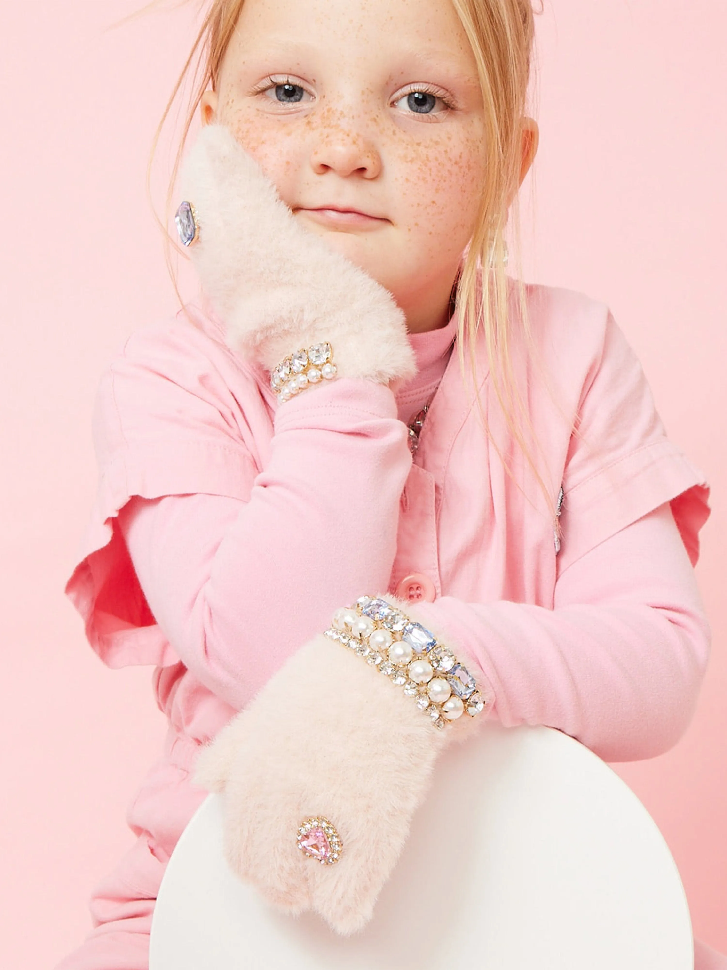 Super Smalls Girls Chenille Gloves in Pink