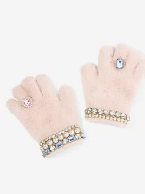 Super Smalls Girls Chenille Gloves in Pink
