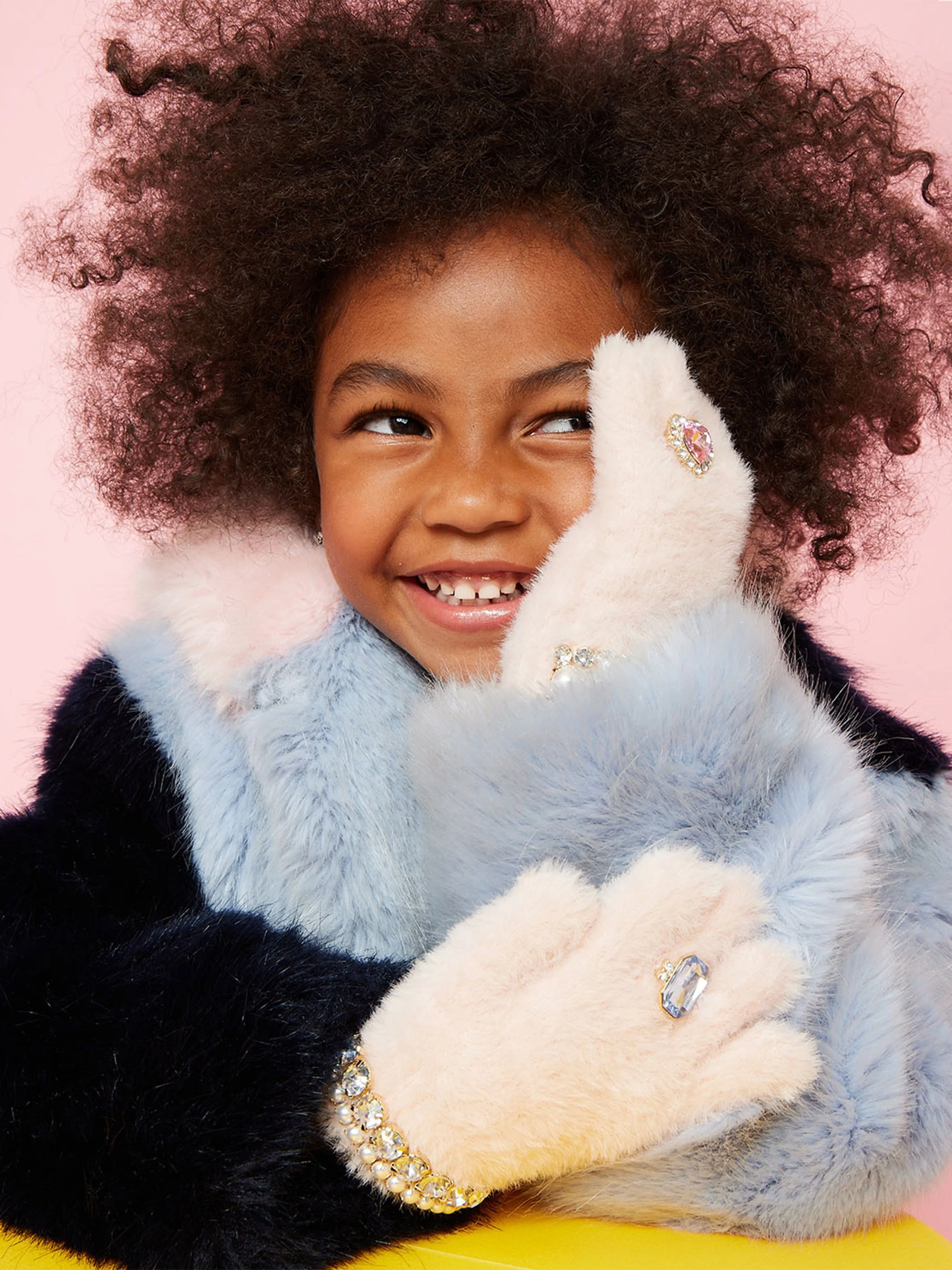 Super Smalls Girls Chenille Gloves in Pink