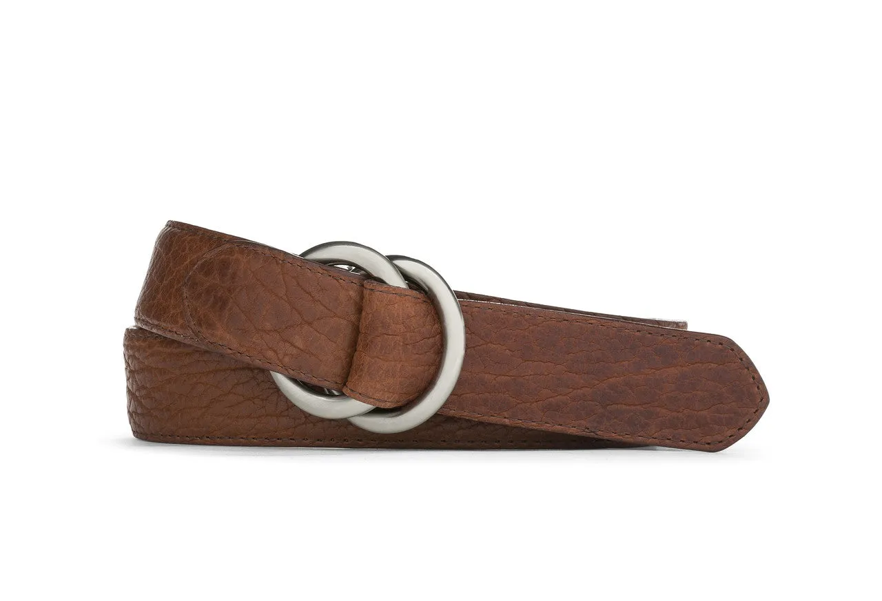 Tucson American Bison Belt with Brushed Nickel O-ring Buckles
