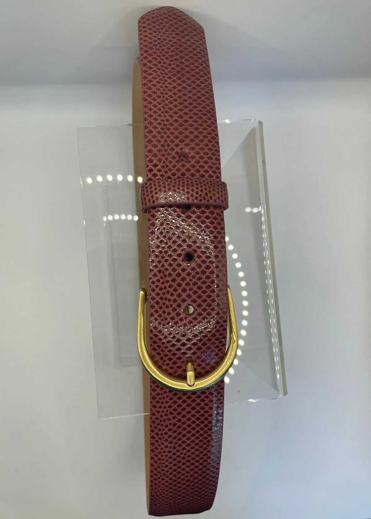 W.KLEINBERG Karung Belt with Gold Buckle - Burgundy