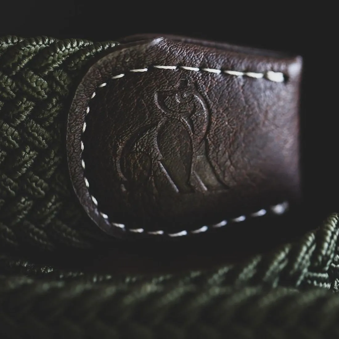 Woven Belt - Grey / Red Zigzag